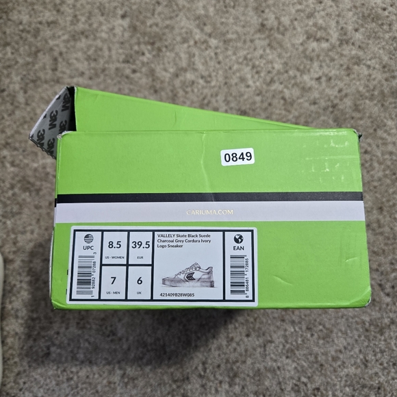 NIB Carium Vallely Skate Black Suede Charcoal Grey Cordura Ivory Logo Sneakers - Picture 5 of 6